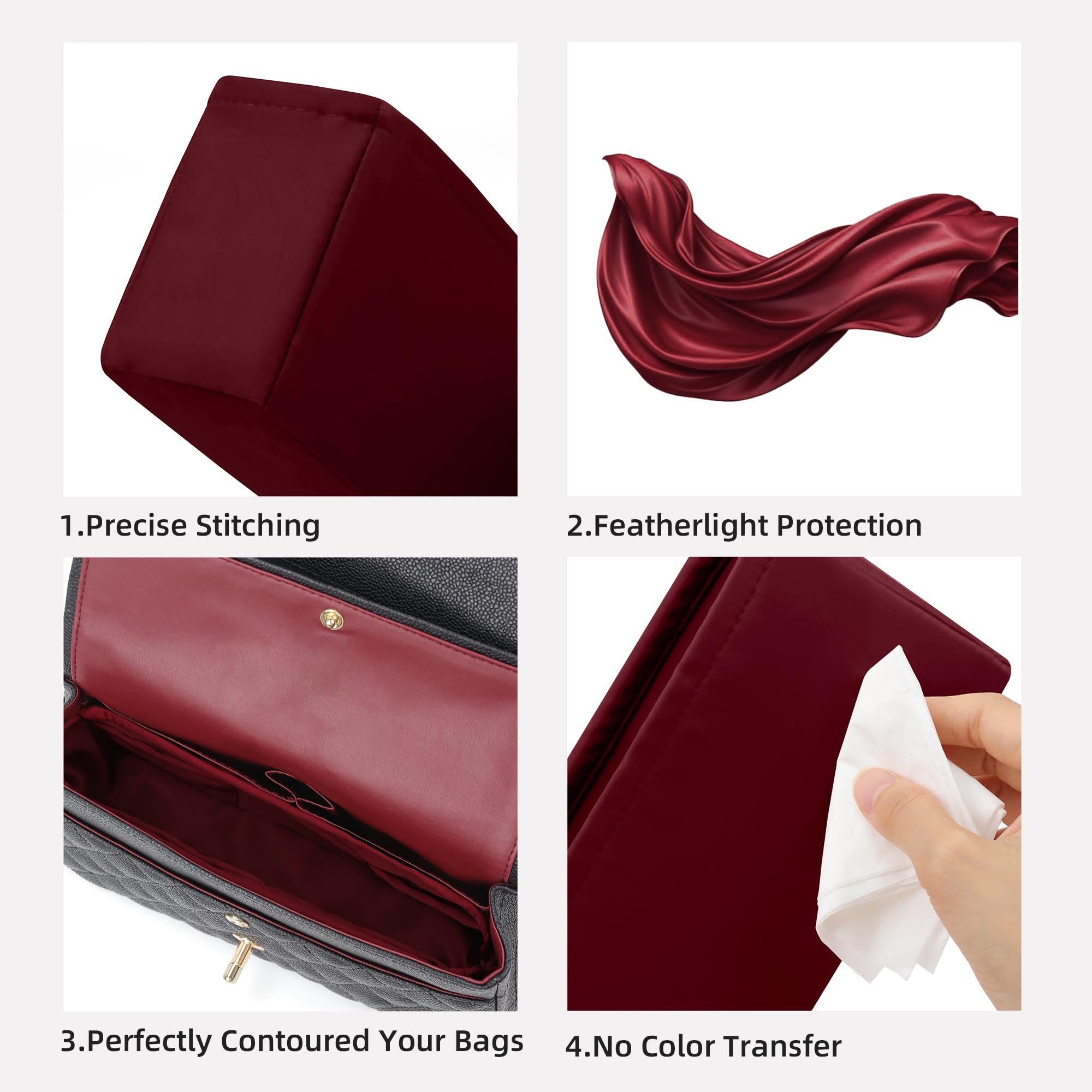 DGAZ Organizador para Bolso Chanel Classic Flap Medium 25, Vino rojo