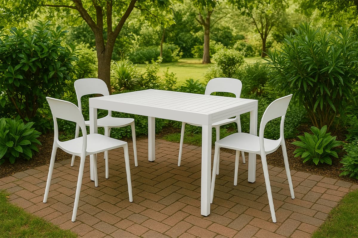 SAMIRA Tavolo da giardino allungabile 135/270 x 90 cm mod. Ares (Bianco)