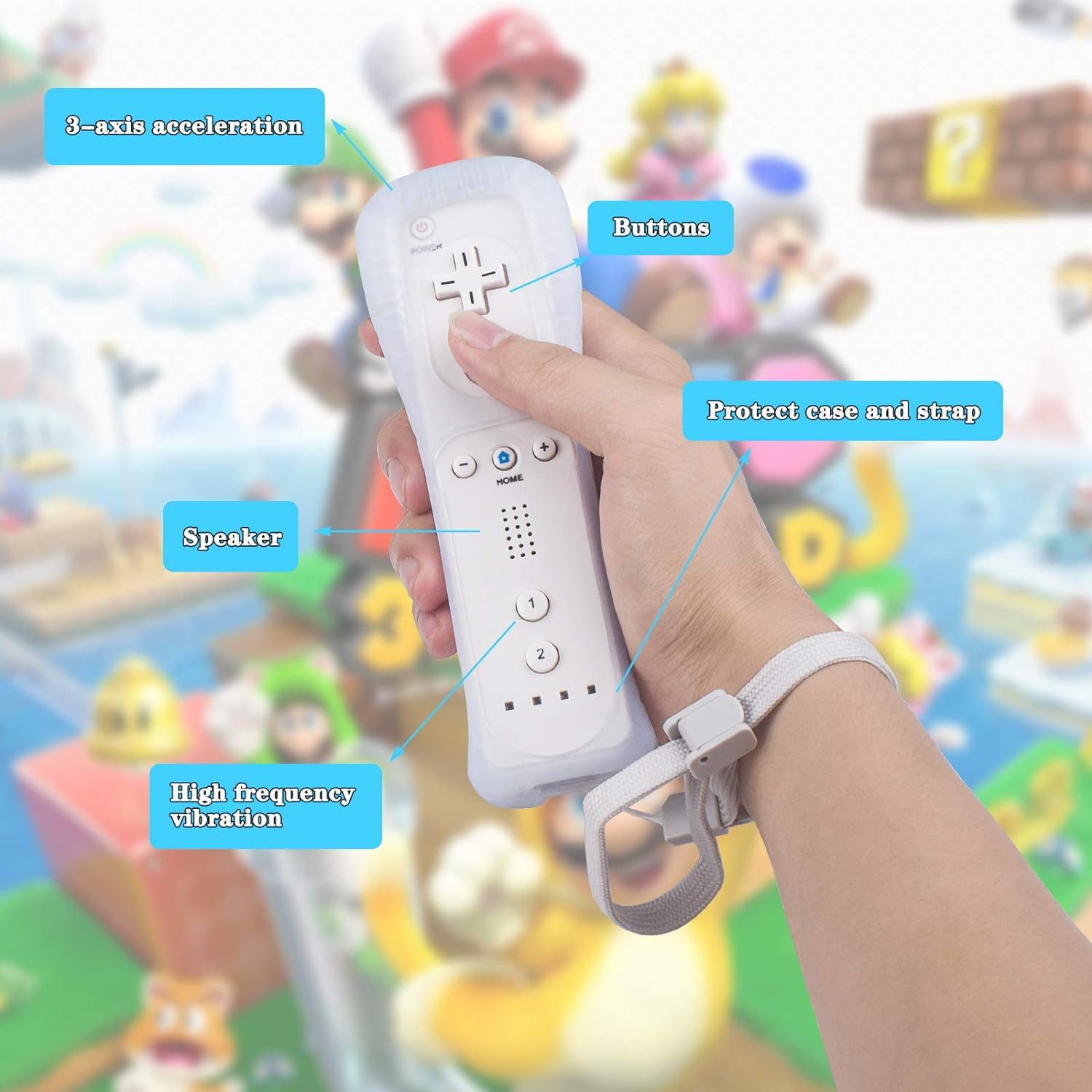 TechKen Pilot zdalnego sterowania z 2 kontrolerami WII z silikonowym etui, bez Motion Plus
