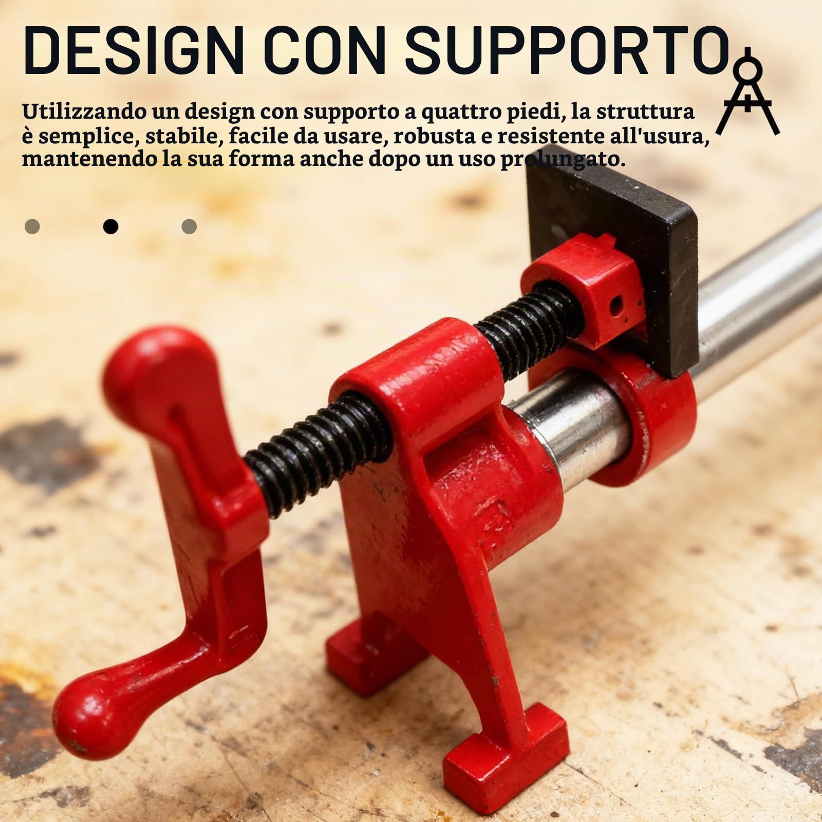Set Di 6 Morsetti Per Tubi Da 3/4", 4 Morsetti A Sgancio Rapido con 2 Tubi In Acciaio Da 60 cm per Lavorazioni Di Falegnameria Fascette Stringitubo Per La Lavorazione Del Legno