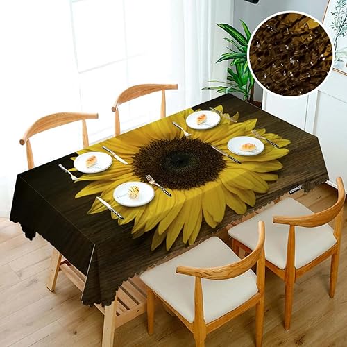 Miniatura 3 de Swono Mantel rectangular con diseño de girasoles, para jardín, diseño de girasoles de otoño, mantel oblongo, de 52 x 70 pulgadas, para mesa de