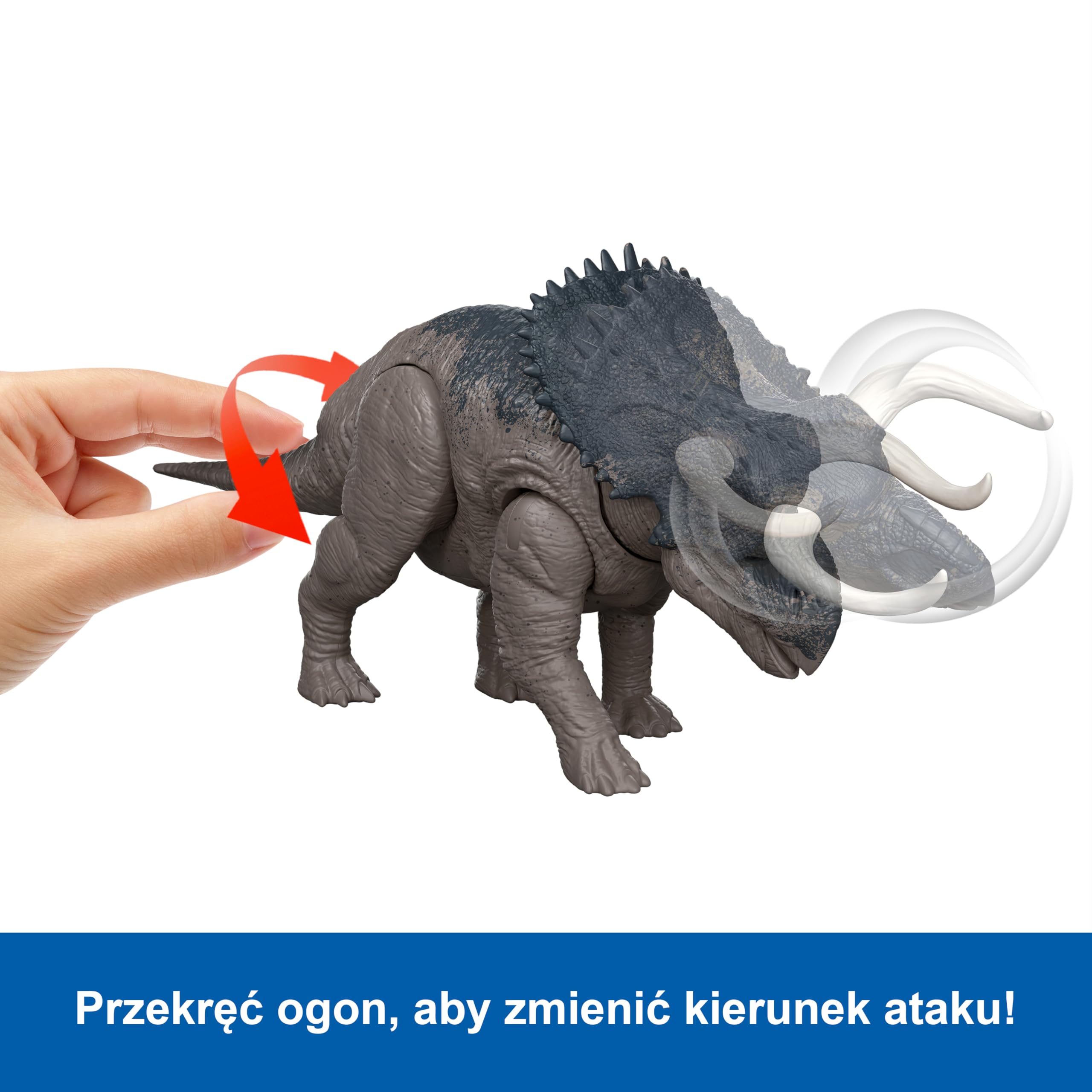 Mattel Jurassic World: Odrodzenie Nasutoceratops Ryczący dinozaur Figurka z wielokierunkowym atakiem i dźwiękiem, do ustawiania w różnych pozach, zabawka dinozaur dla dzieci, zabawa wirtualna, JGC81