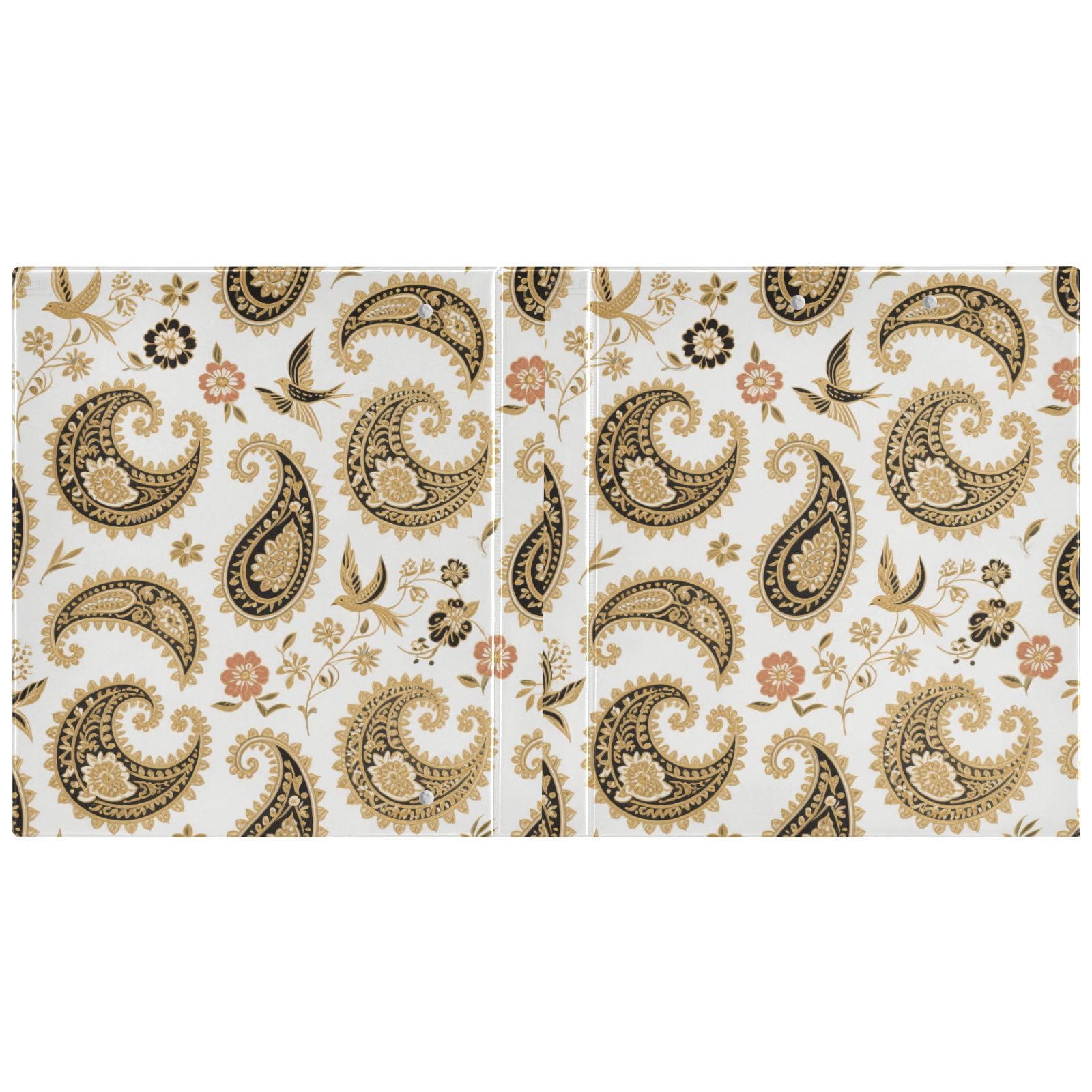 Boho Paisley kwiat ptak złoty biały segregator 3.5 cm trzy pierścienie segregatory do notatników z kieszonką 2-pak segregator biurowy 200 arkuszy