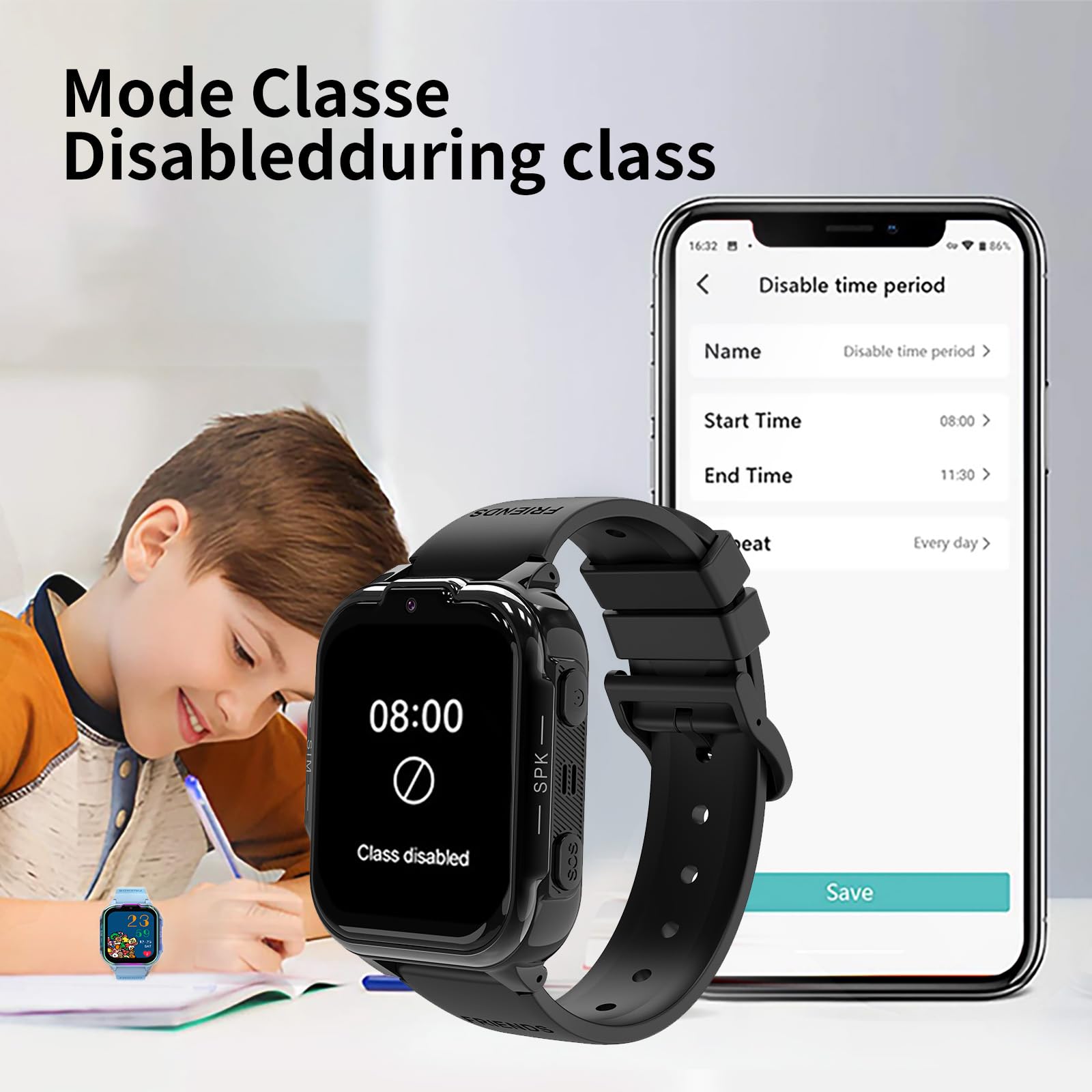 Reloj Inteligente Niño 4G con GPS y Videollamada, Smartwatch Infantil con Llamadas y SOS, WiFi, Chat de Voz y Cámara, Reloj Niños y Niñas 4-12 Años, Regalo de Cumpleaños y Comunión (Negro)