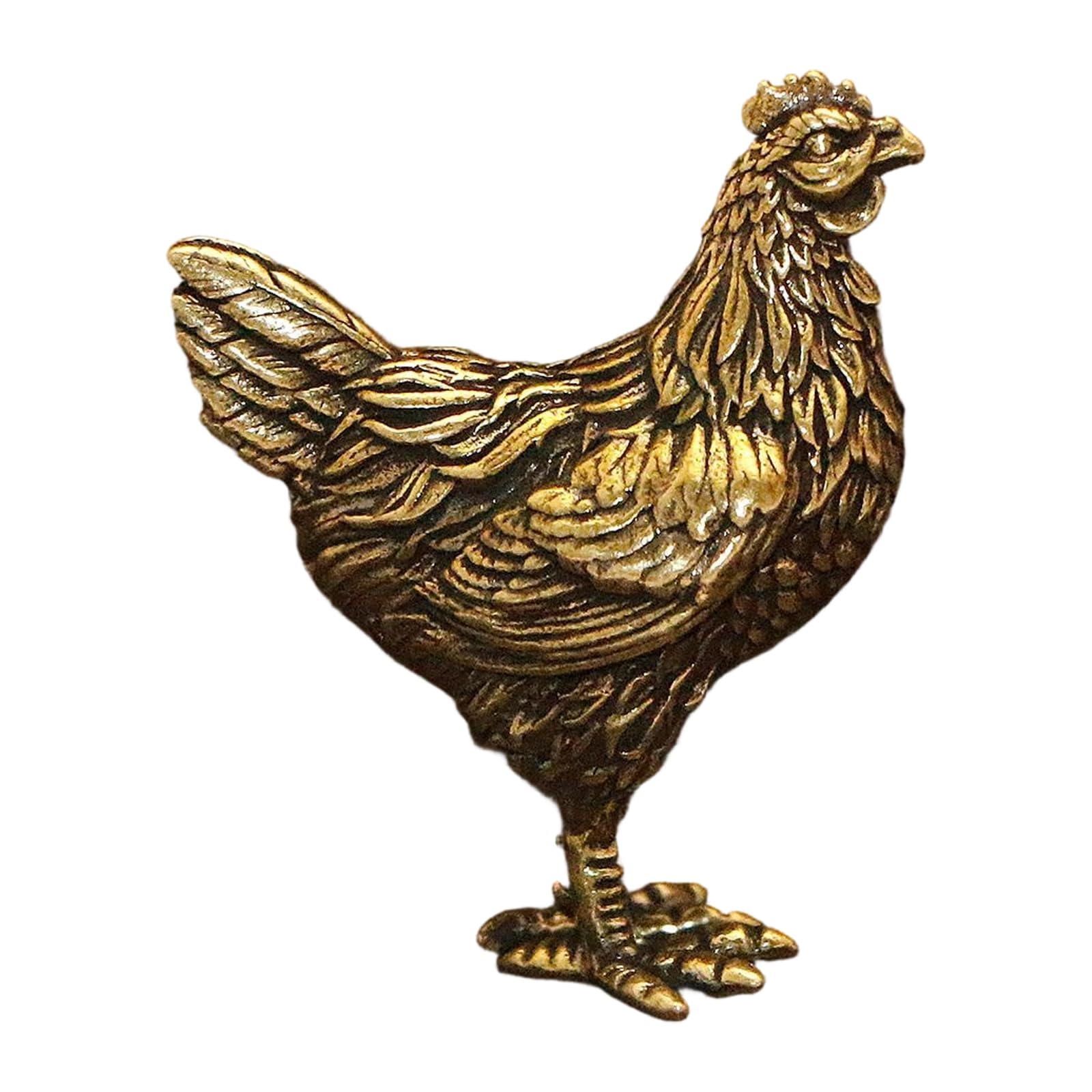 Shurhome Statue Figurines Chicken Decors Sculpture Brass Animal Decorative Objects Table Centerpieces for Home Decors Table Ornament