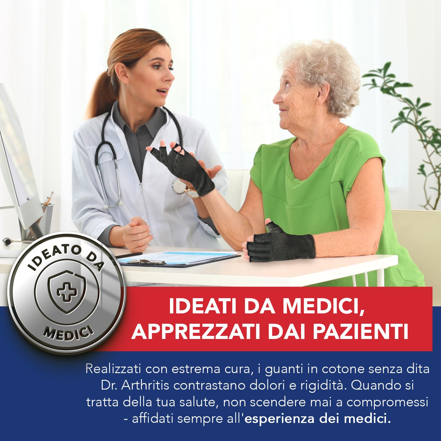 Guanti per Artrosi alle Mani Ideati da Medici – Tutore Tunnel Carpale per Alleviare Intorpidimento, Gonfiore e Infiammazioni – Guanti a Compressione e Senza Dita in Cotone (1 Paio, Taglia XL)
