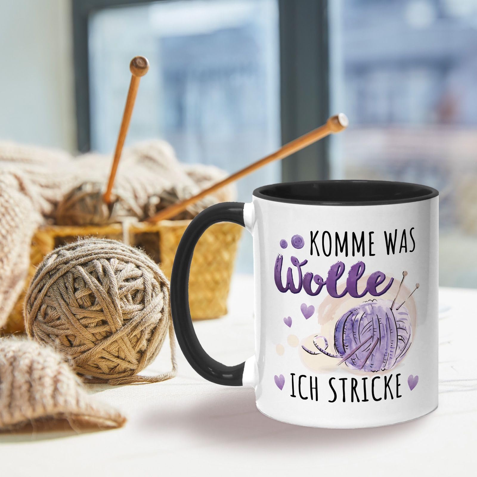 Tasse 'Die Tut Nix! Die Will Nur Stricken.' | Lustige Kaffeetasse Für Strickerinnen, 330 Ml, Spülmaschinenfest, Beidseitig Bedruckt