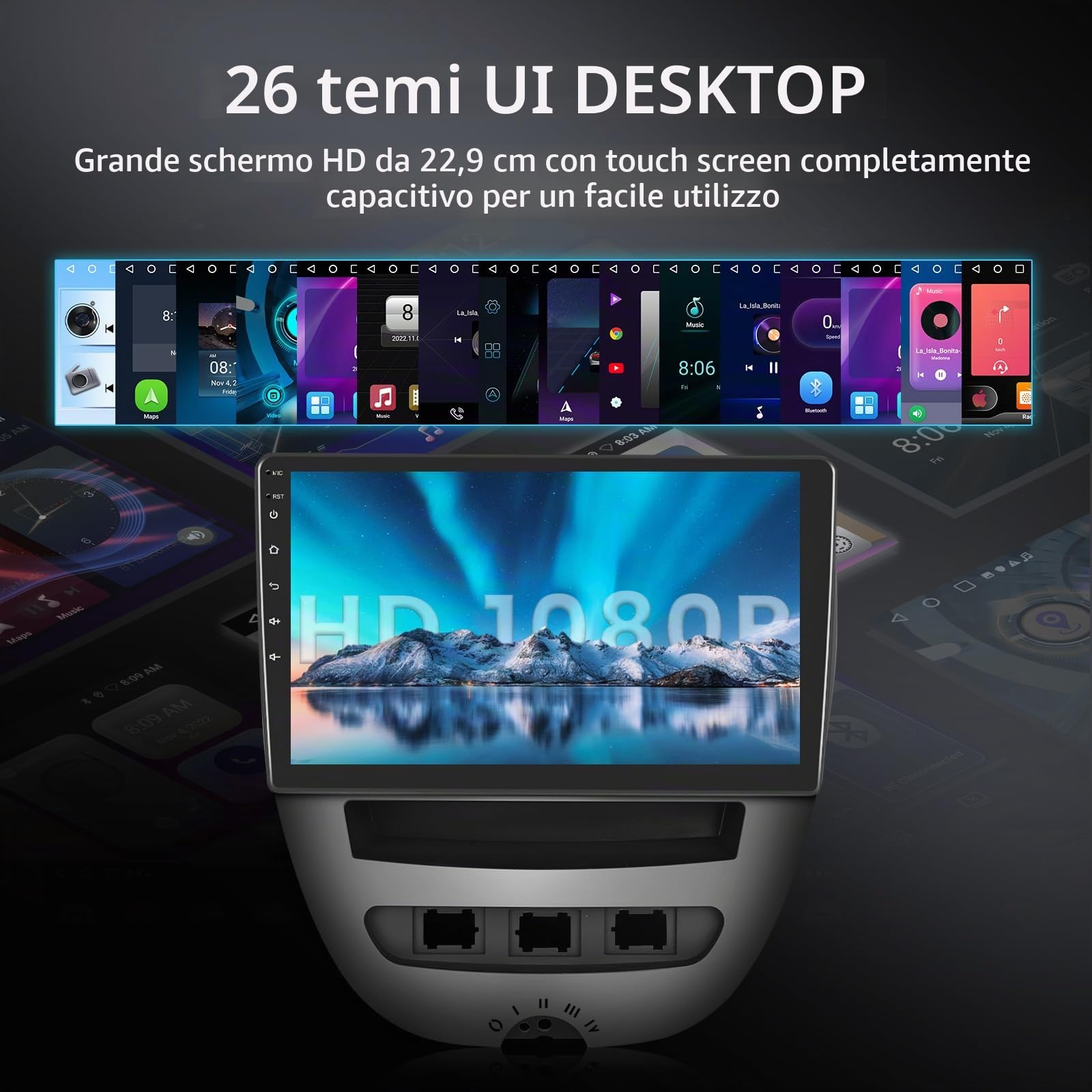 2GB 64G Autoradio per Toyota Aygo/Peugeot 107/Citroen C1 2004-2014 Android Radio Wireless Carplay Android Auto, Stereo 10 Pollici Touch Screen 2 Din Radio Navigazione GPS WiFi Bluetooth FM/RDS Hodozzy