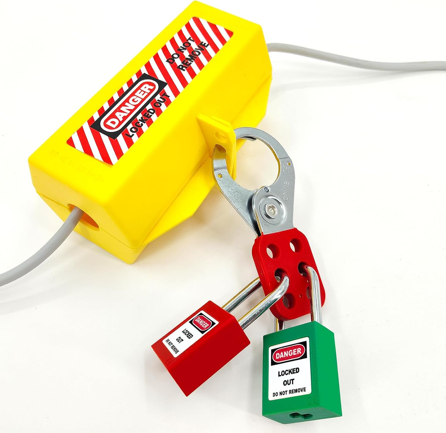 Lock Out Tag Out Hasp,Red 1.5 inch Jaw Diameter Stainless Steel Lockout Hasp Tamper-Proof Padlock Hasp with Extended Jaw,Nylon Handle,Impact-Resistant(10 Pack)