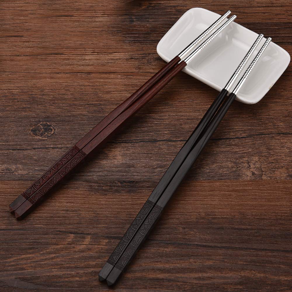 1 Paar Essstäbchen aus Sterlingsilber, gesunde und umweltfreundliche, wiederverwendbare Essstäbchen, chinesisches Geschirr, spülmaschinenfest, für chinesisches japanisches Abendessen, 24 cm-F (F)