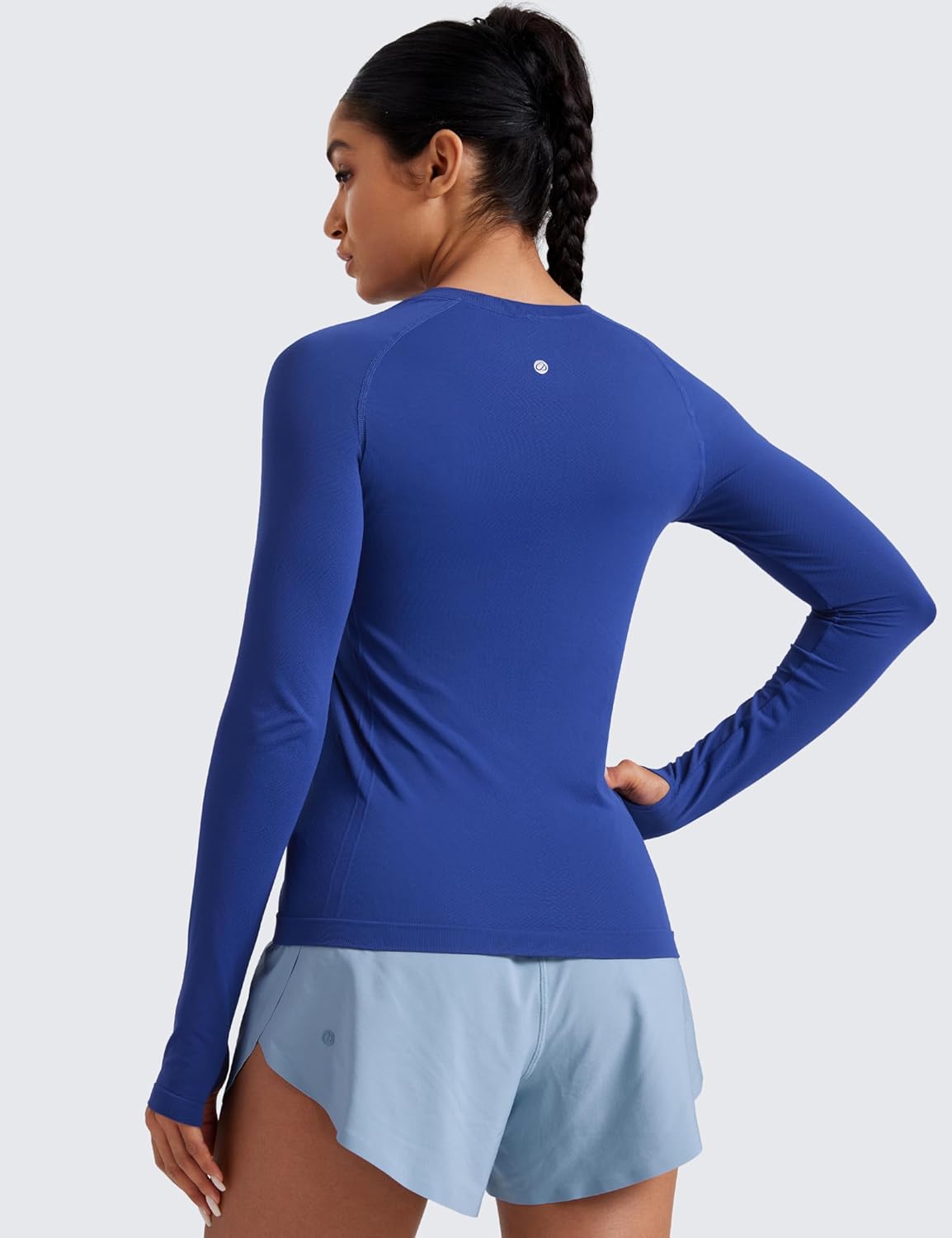 CRZ YOGA Seamless Long Sleeve Shirts for Women Hip Length - Workout Athletic Running Gym Yoga Tops Breathable Crewneck Tshirt - Image 2