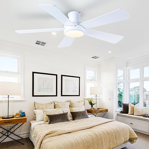 Miniatura 9 de Dannilong Ventiladores de techo modernos de perfil bajo de 52 pulgadas con luces control remotoaplicación, ventiladores de techo reversibles de