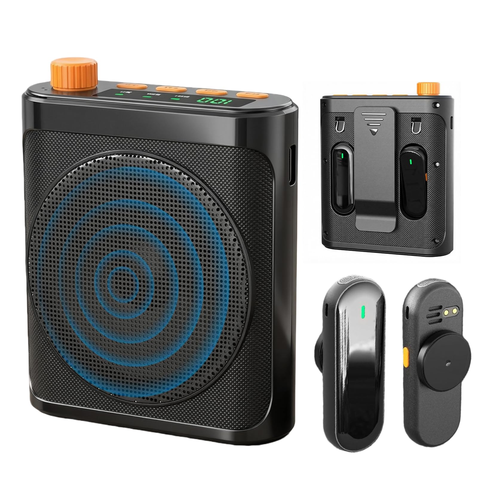 Amplificador de voz con micrófono inalámbrico, amplificador de voz portátil Bluetooth 5.4 con micrófono de auriculares, altavoz mini recargable 2000mAh, inalámbrico, ideal para profesores