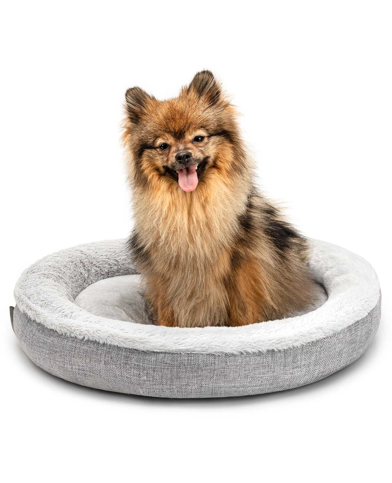lionto Cama Redonda para Perros cojín para Perros sofá Perros Cama con Forma de Donut, 55 cm Ø Gris