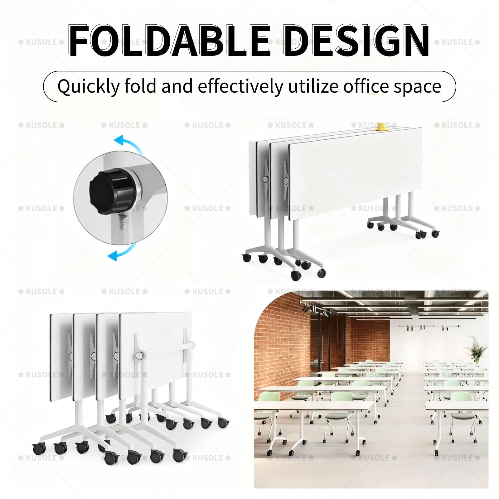 Mesa de conferencias Plegable, mesas para Salas de conferencias, Mesa Grande Plegable para reuniones y seminarios con Ruedas LightWalnut(2-Pack)-140 * 60 * 75cm