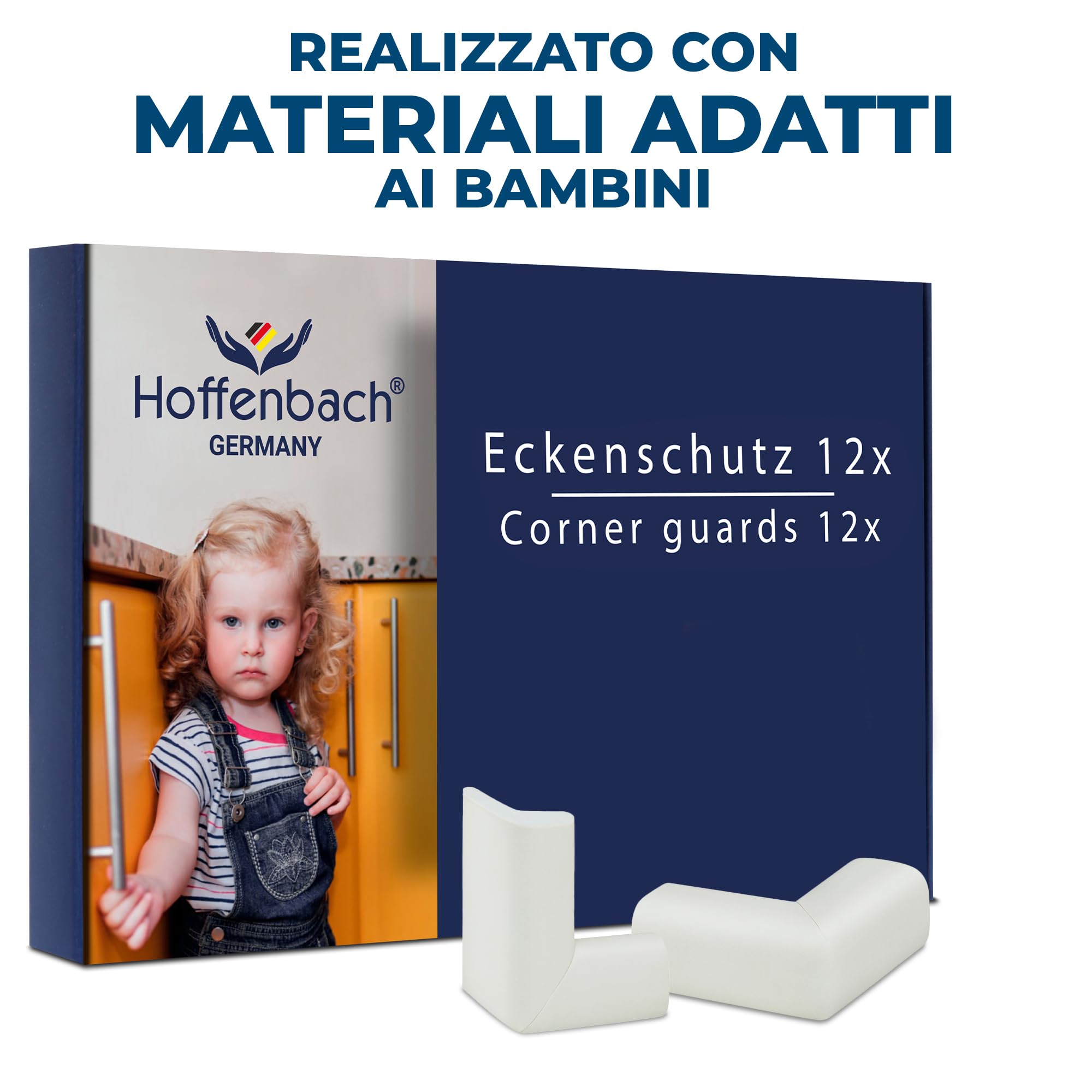 Hoffenbach Paraspigoli Angolari in Gomma per Bambini, Autoadesivi per Mobili, Sicurezza Casa, Bianco