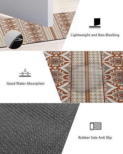 Miniatura 2 de Abstract Brown Bath Mat for Tub,Non Slip Bathroom Floor Runner Rug Quick Dry & Absorbent Diatomaceous Earth Kitchen Room Shower Sink Washable