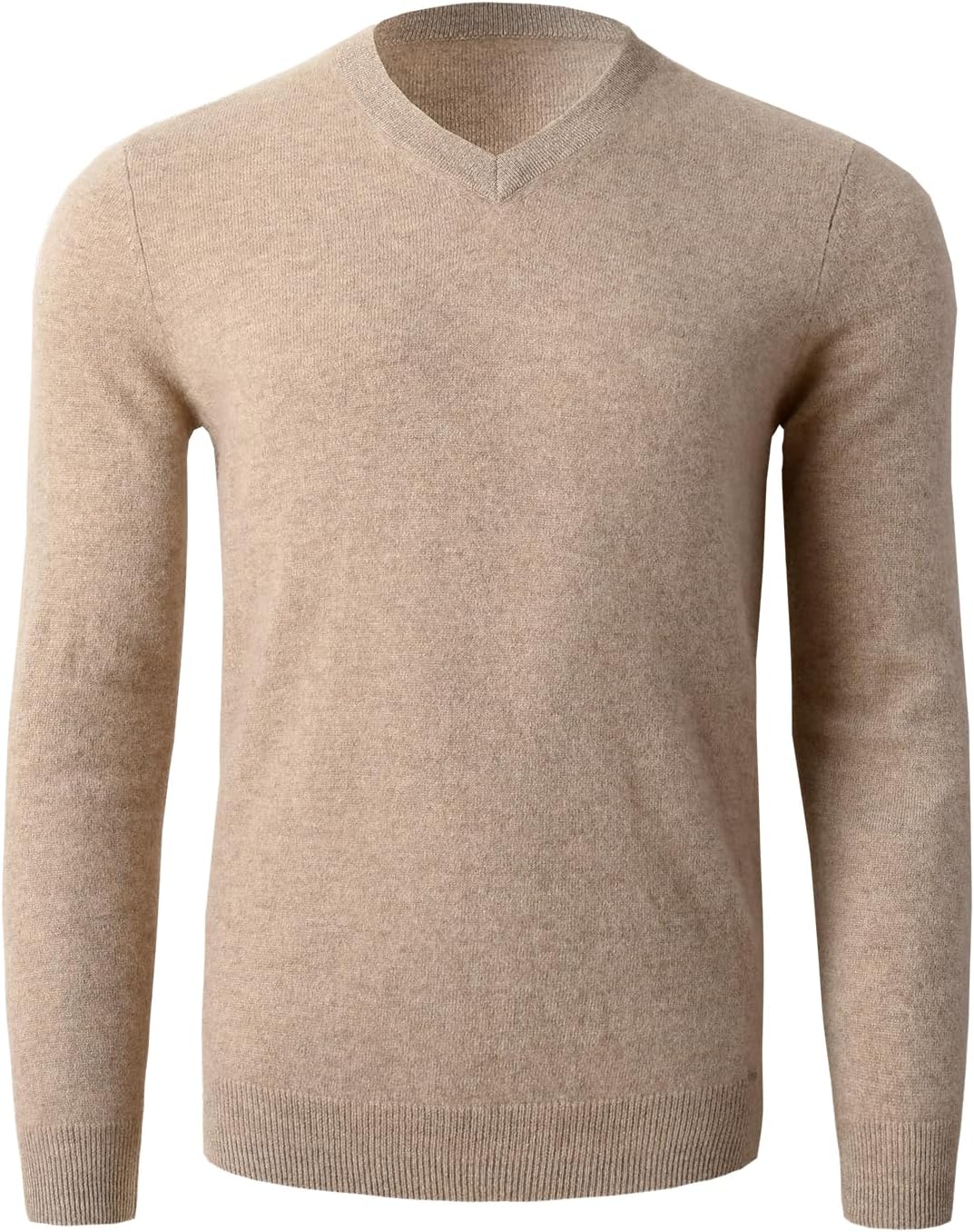 ZHILI Basic V-Neck Sweater Merino Wool Long Sleeve Pullover for Men - Made with 100% Merino Wool