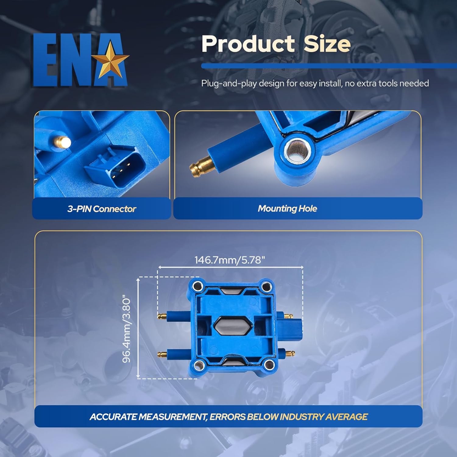 ENA Blue Ignition Coil Pack Compatible with Chrysler Dodge Jeep Eagle Plymouth Mitsubishi Neon Sebring Avenger Eclipse Voyager Stratus 2.4L 2.0L L4 8.0L 8.3L V10 Replacement for UF189 UF403 UF410