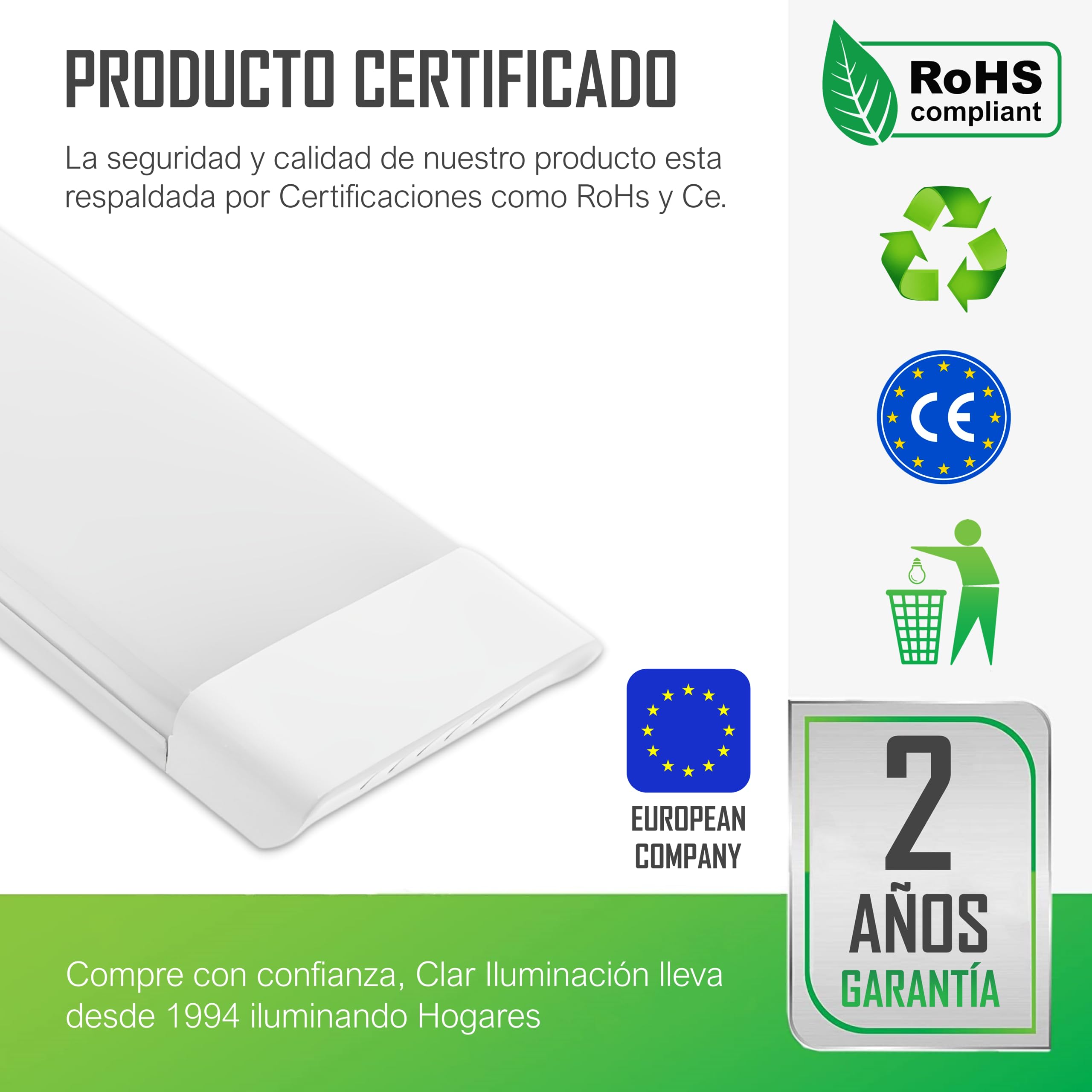 CLAR - Pantalla LED 120 cm, Luminaria Cocina, Barra LED Techo, Regleta 4000K (120W Pack 2)