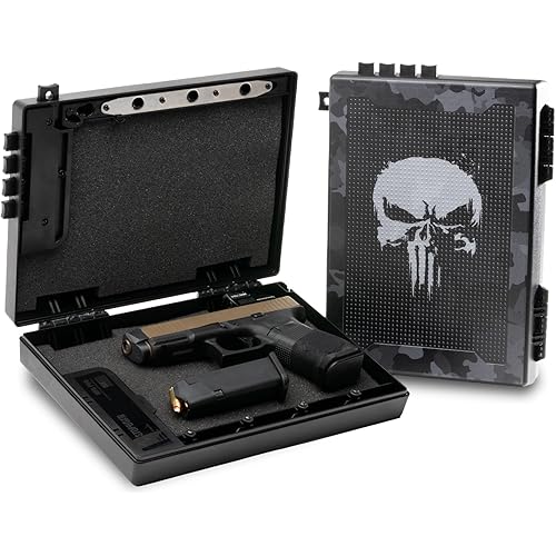 STOPBOX Gun Safe Alternative - Tactical Handgun Storage, Instant Access Portable Gun Case, TSA Compliant Gun Lock Box for Quick Handgun Access | SKULL CAMO + BLACK (2 Pack) | Full-Size Only