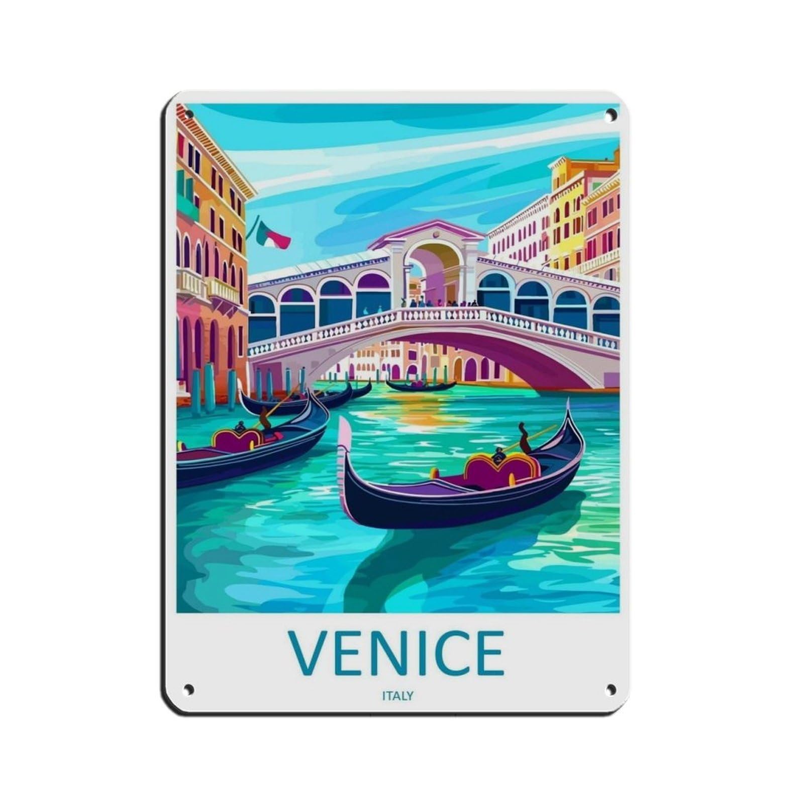Venice Travel Venice Art Venice Canal Decor Retro Poster Metal Tin Sign Chic Art Retro Iron Painting Bar People Cave Cafe Family Garage Poster Wall Decoration 12x16inch(30x40cm)