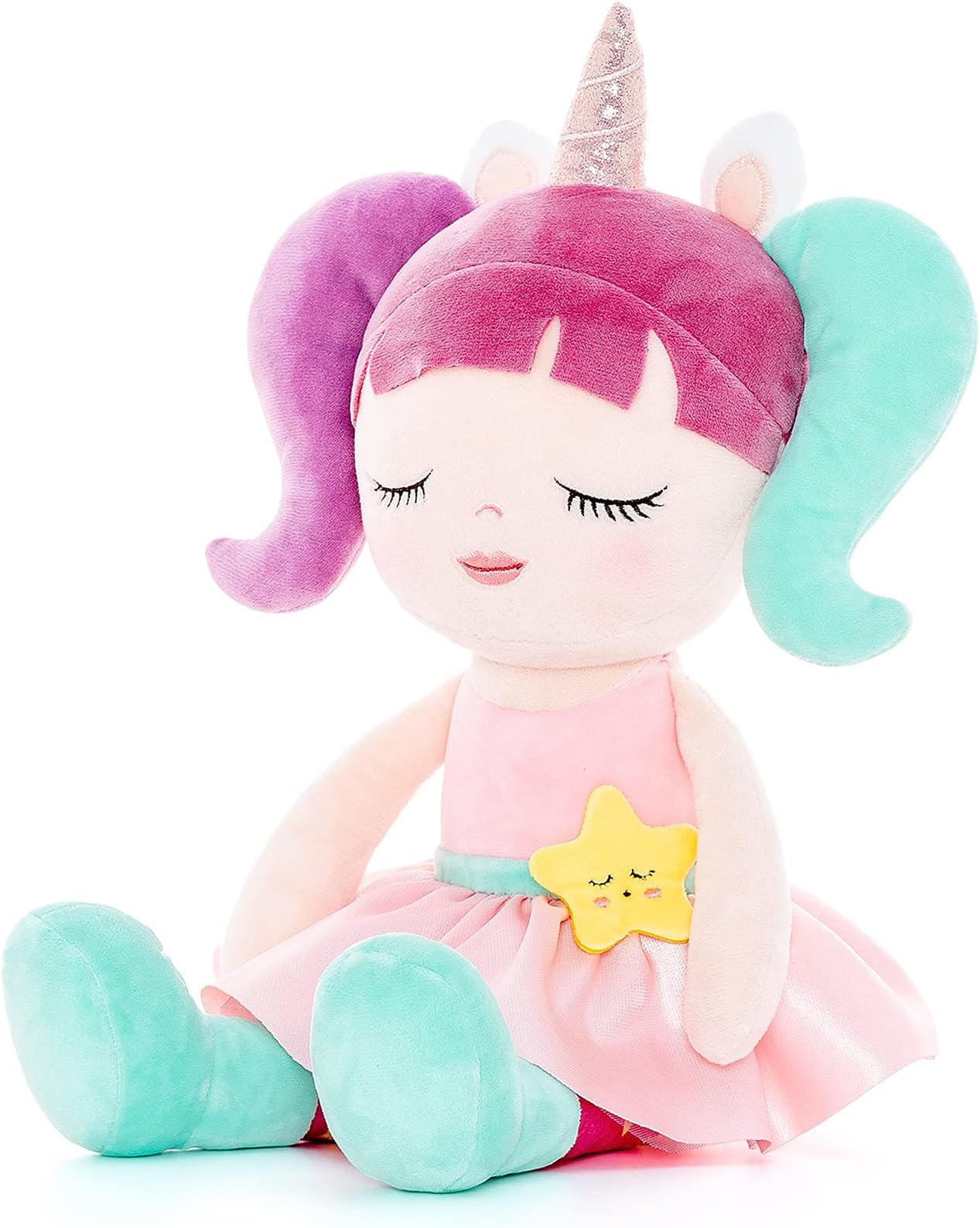 LazadaUnicorn Rag Girl Dolls Baby Gifts Soft Plush Doll Purple and Green 16"