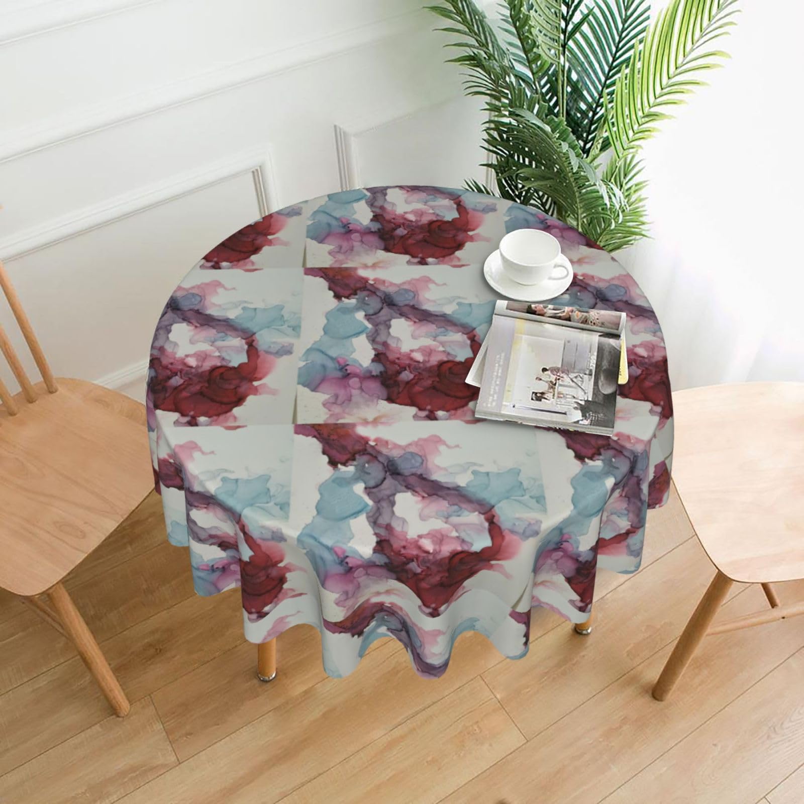 Nbtghga Abstract Marble Print Tablecloth Round Border Table Cloth Cover Decorative For Party Holiday Dinning Tabletop Home