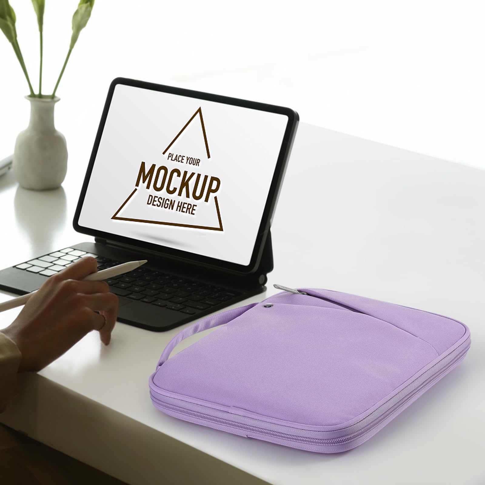 MoKo 9-11 Inch Tablet Sleeve Carrying Case with Handle, Padded Protective Travel Bag for New 11 inch iPad Air M3 2025, iPad A16 11", iPad Pro 11 M4, iPad 10/9/8/7th, Tab S9/S8 11, Purple