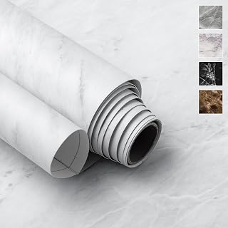 VeryBerrySticker White Matte Marble Peel & Stick Contact Paper 15.7x78" Waterproof Vinyl Wallpaper for Countertops, Cabinets, Renter Friendly