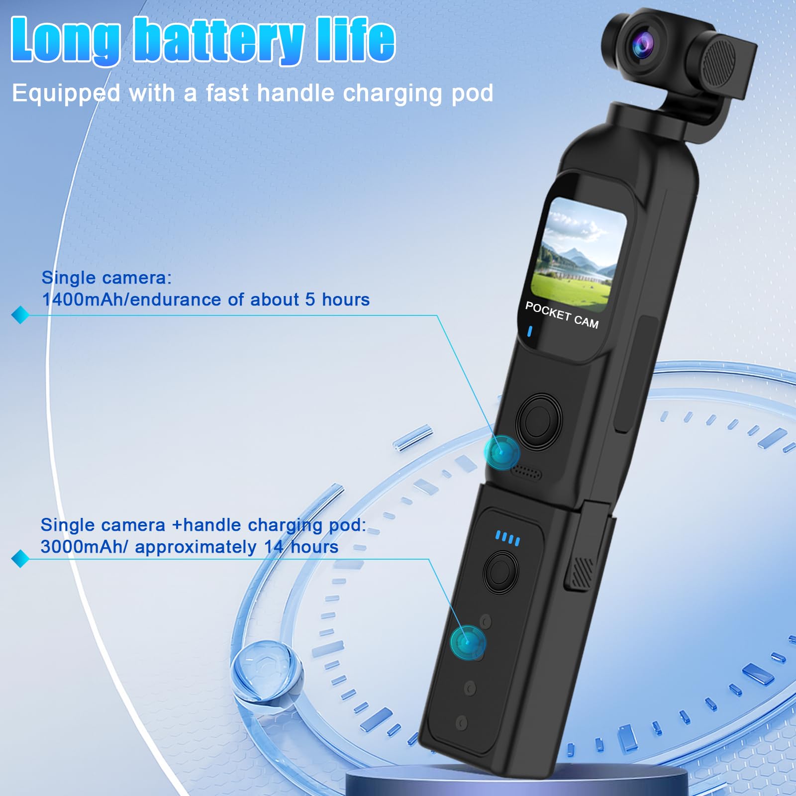 OBEST Mini Action Cam WiFi Action Kamera Handheld mit Touchscreen 1,33" 14 Stunden, 1080P Vlog Bodycam Körperkamera mit 270 + 130° Drehen POV Camera, Motorrad Reiter Sportkamera Schwarz