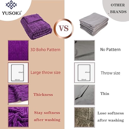 Miniatura 2 de YUSOKI Manta de sherpa con diseño elegante 3D súper suave, mullida, acogedora y cálida, manta peluda de felpa gruesa y esponjosa para adolescentes,