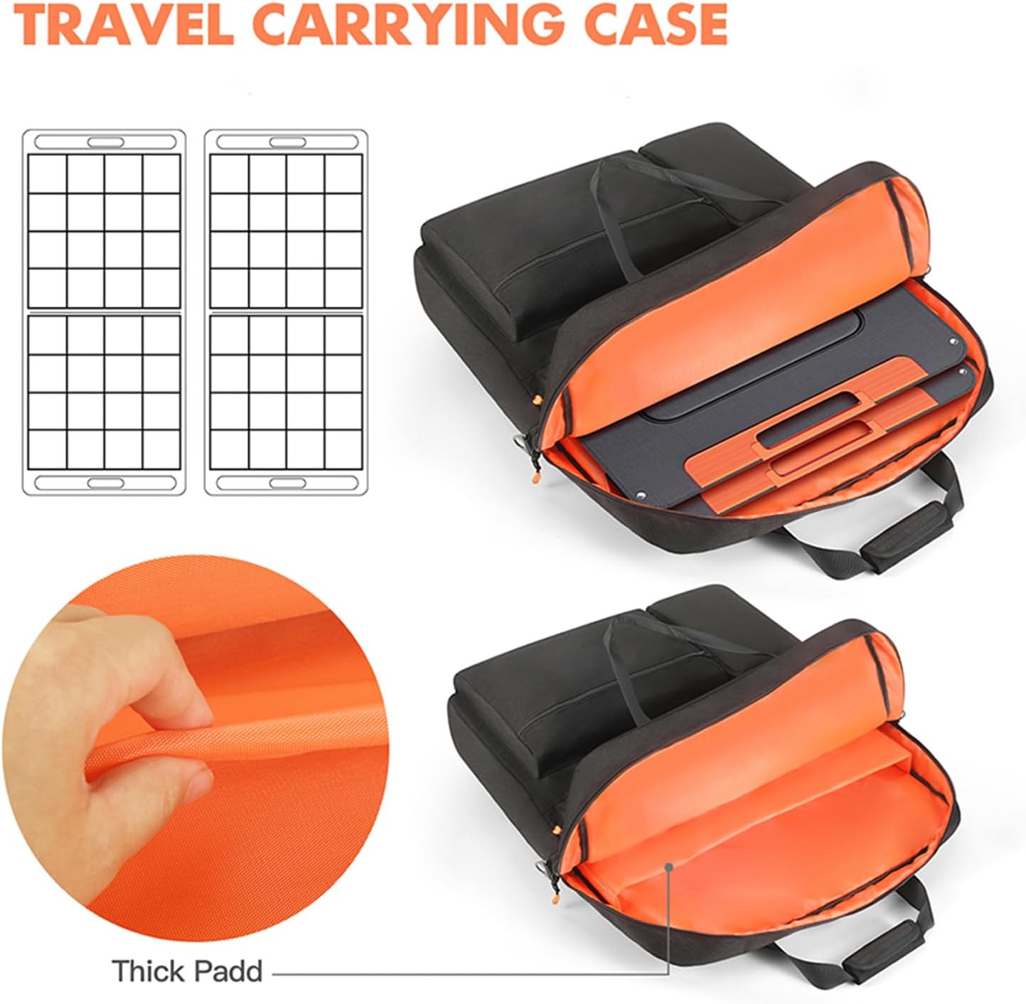 Carrying Case Compatible with Jackery SolarSaga 100W 200W 200W Bifacial Portable Solar Panel, Travel Storage Bag for 2 Battery Panels with Pockets for Charging Cable and Accessories