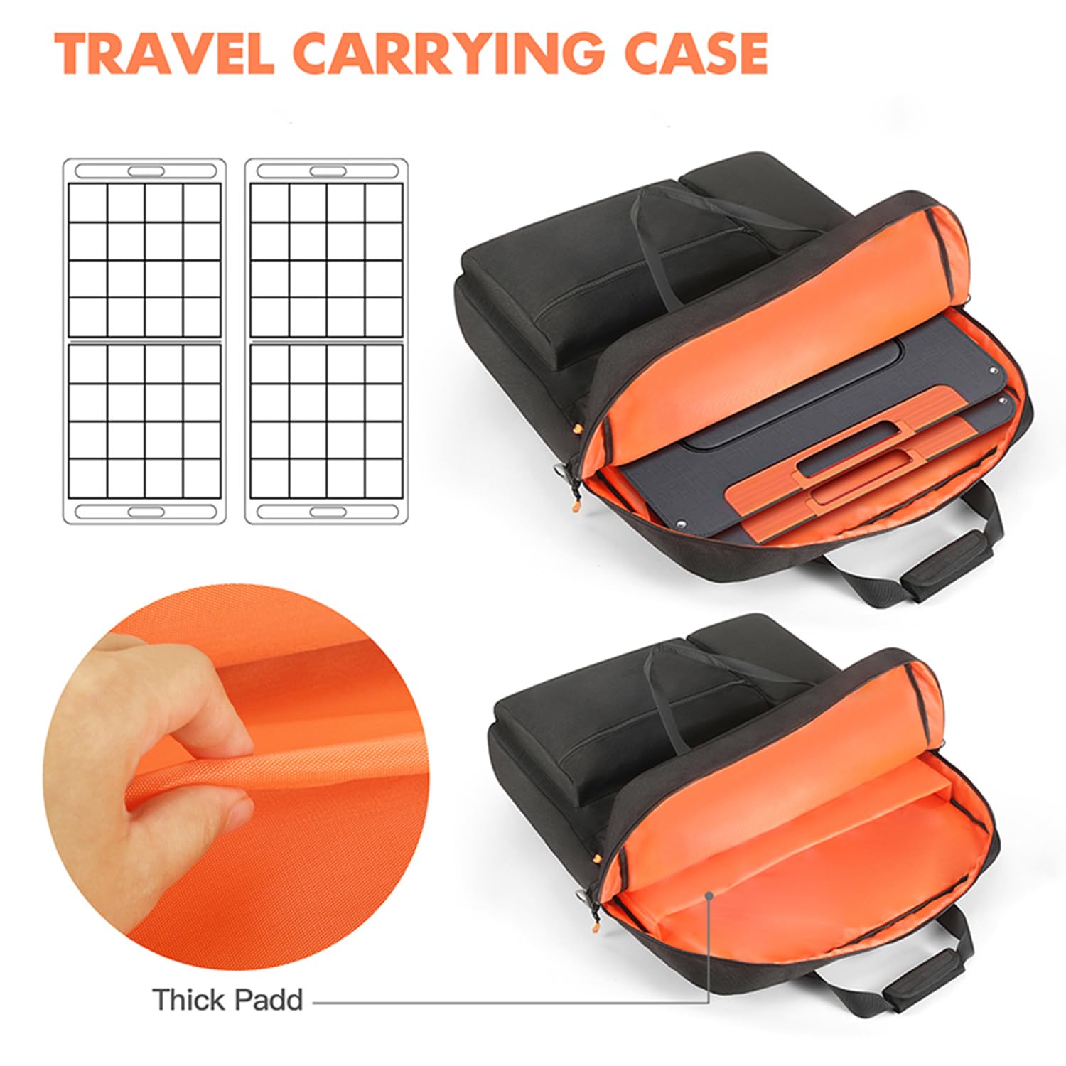 Funda de transporte compatible con Jackery SolarSaga 100 W, 200 W, 200 W, panel solar portátil bifacial, bolsa de almacenamiento de viaje para 2 paneles de batería con bolsillos para cable de