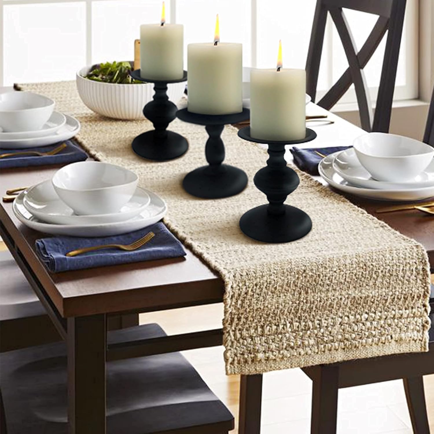 UPLumpySpace Black Candle Holders Set of 3, Candle Holders for Pillar Candles，3 Pillar Candle Holder Centerpiece, Pillar Candle Holders for Table, Metal Candle Holders for Pillar Candles : Home & Kitchen