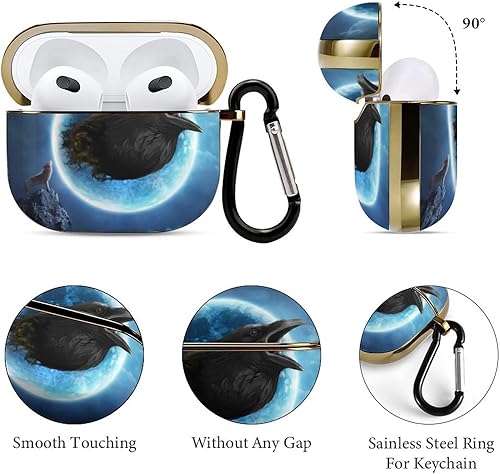 Miniatura 6 de Wolf and Crow - Funda para AirPods 3 con llavero y auriculares, accesorios de protección a prueba de golpes