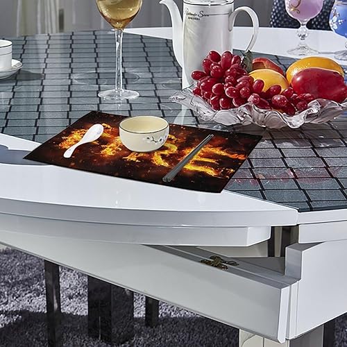 Miniatura 4 de Funny Fire Placemats Set of 6 Resistant Table Mats Washable Place Mats for Dinner Party Table Decoration