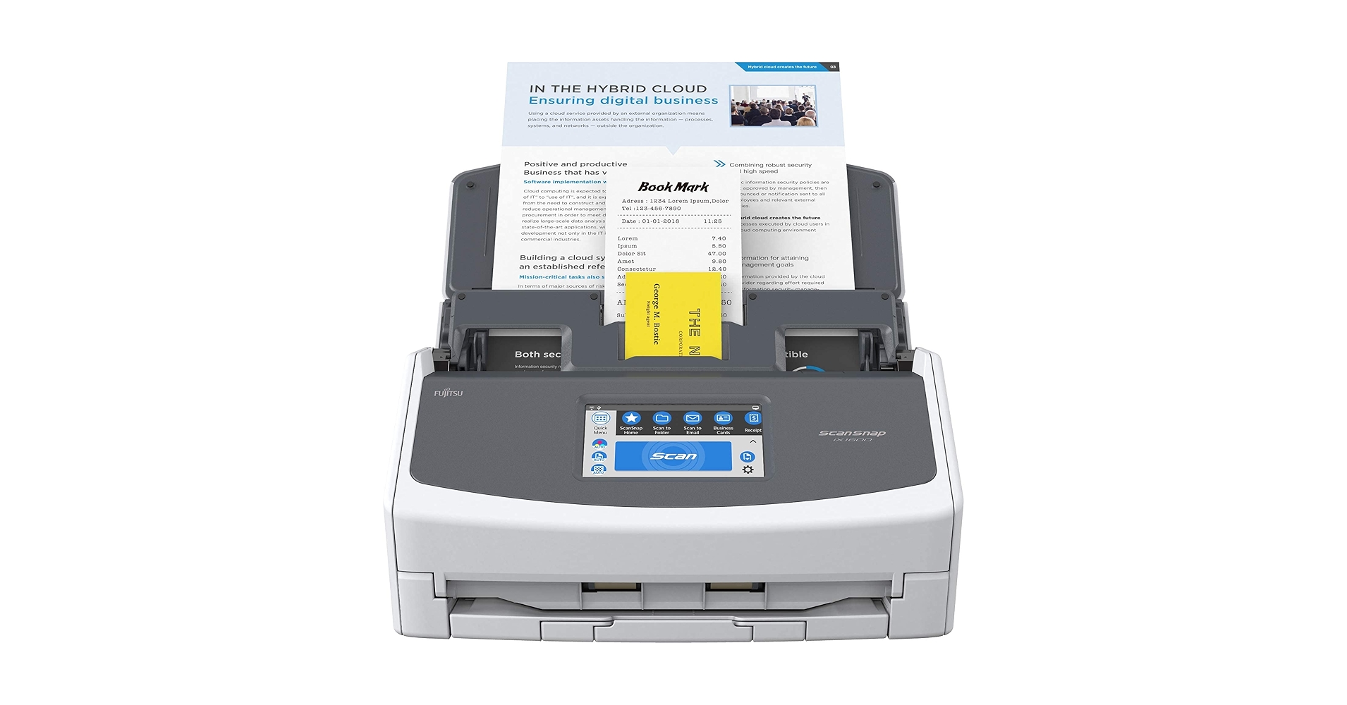 Fujitsu ScanSnap iX1600 FI-IX1600 ホワイト ScanSnap iX1600 Touch Screen Scanner for PC and Mac (White)