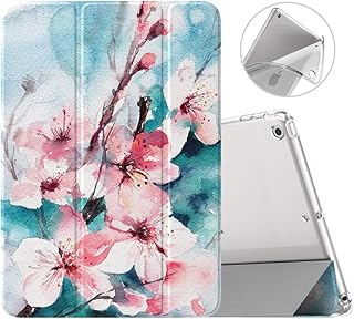 MoKo Case for New iPad 9th/8th/7th Gen Case (2021/2020/2019), Soft TPU Translucent Frosted Back Cover Slim Shell Protective Case with Stand for iPad 10.2 inch,Auto Wake/Sleep,Peach Blossom
