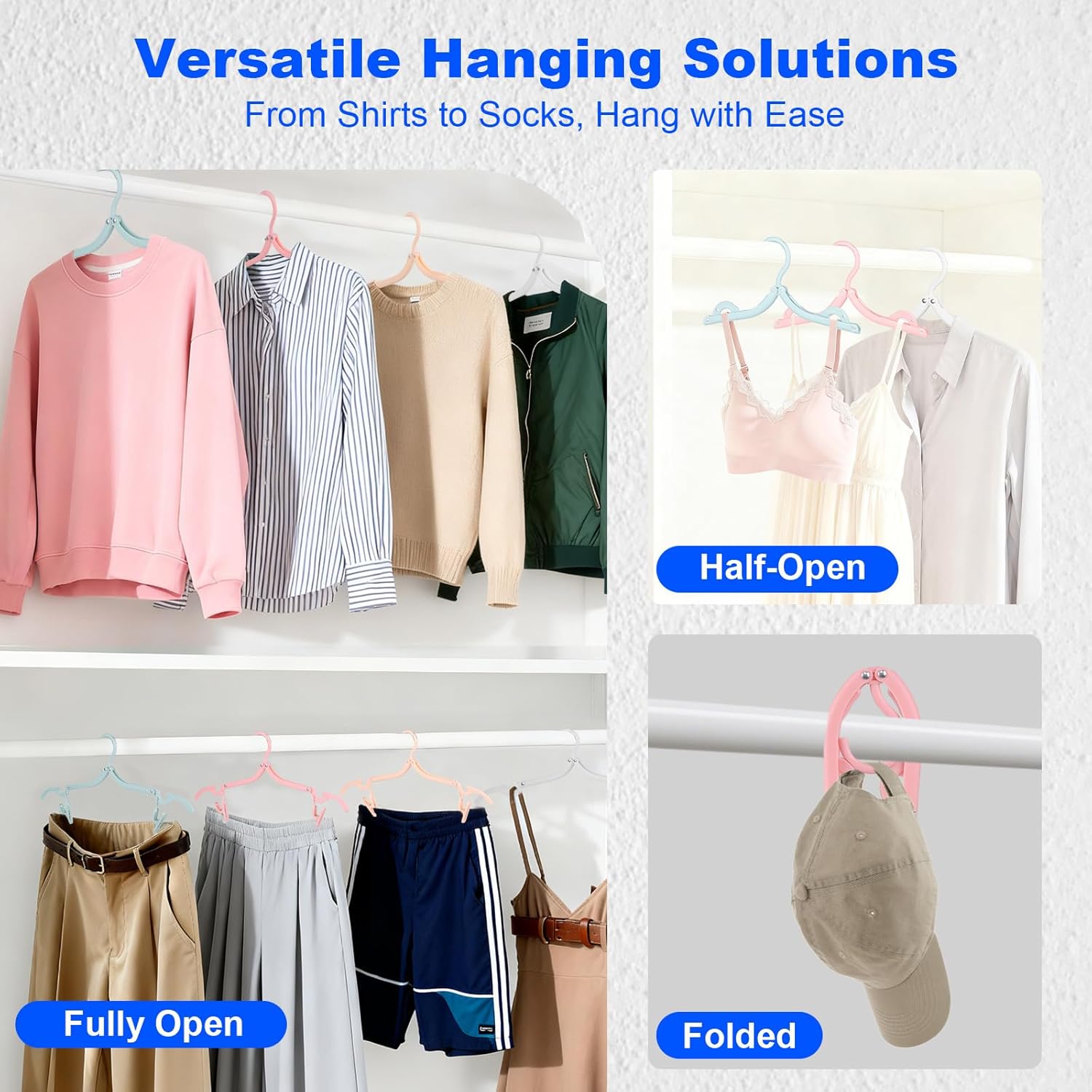 8 Pack Foldable Travel Hangers with 16 Clips & Folding Hanger - Space Saving Portable Collapsible Hooks for Cruise, RV, Hotel (Assorted Colors) - Image 8