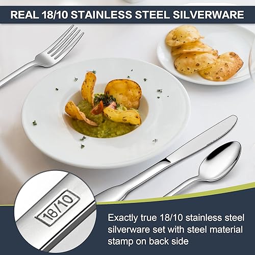 Miniatura 2 de LIANYU Superior - Juego de cubiertos de acero inoxidable 1810, 20 piezas para 4, cubiertos elegantes para cocina, restaurante, boda, pulido de