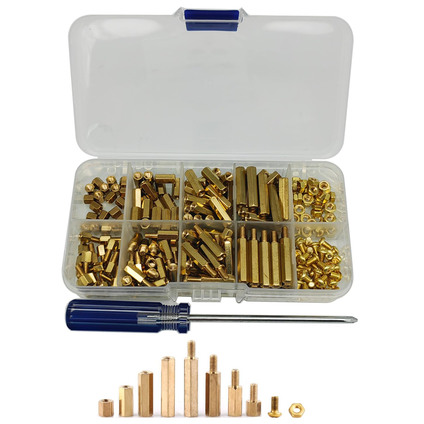 GTIWUNG 240 Pezzi M3 Ottone Maschio Femmina Esagonale Distanziatore, Esagonale Standoff Vite Dado Pilastro Filettato Kit Assortimento, per Scheda Madre PCB