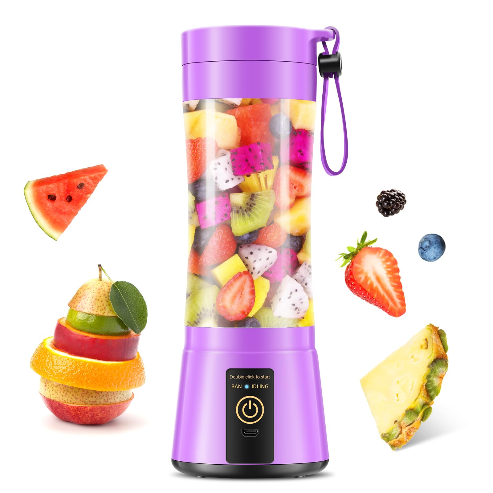 Mélangeur portable 6 lames sans fil avec tasse 380ml pour milkshakes parfaits partout
