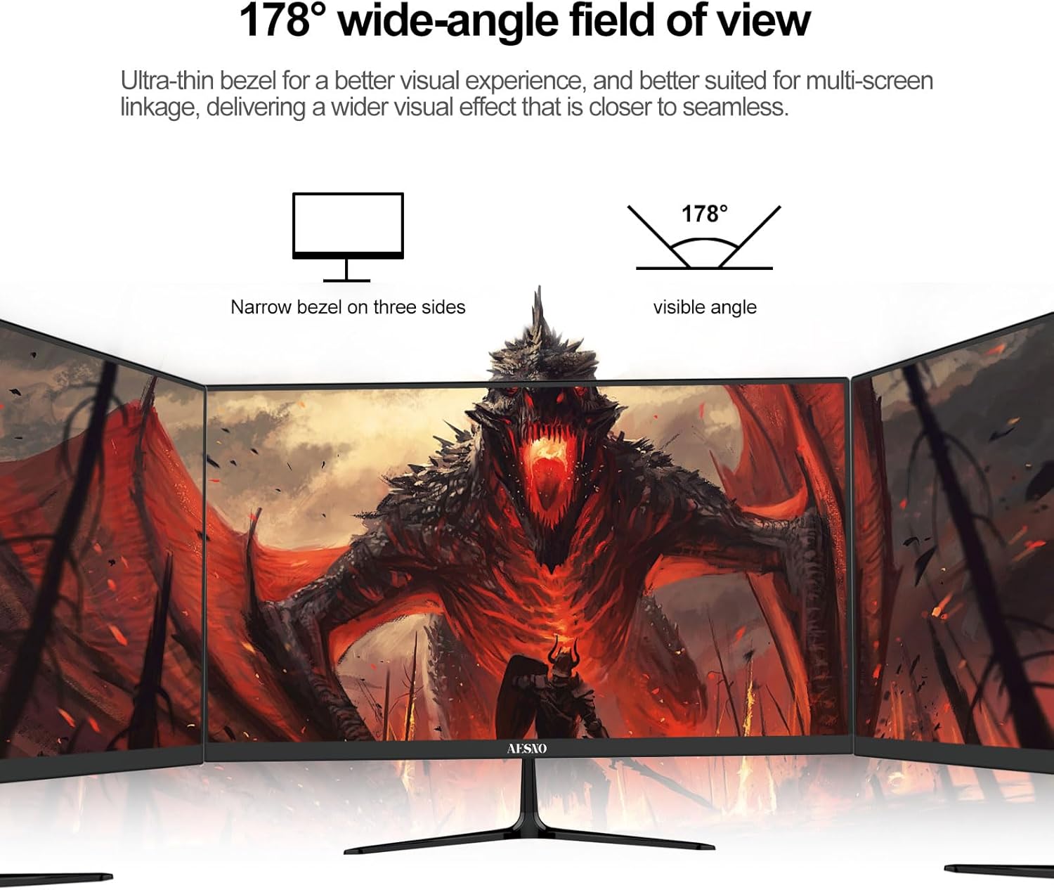 22" inch PC Monitor FHD 100Hz Computer Display Screen 1080P Fr... - view 5