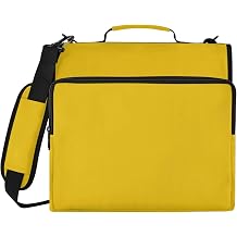 Chrome Yellow 3 Ring Portfolio with Elastic Strap File Divider, High Capacity File Organizer Bag