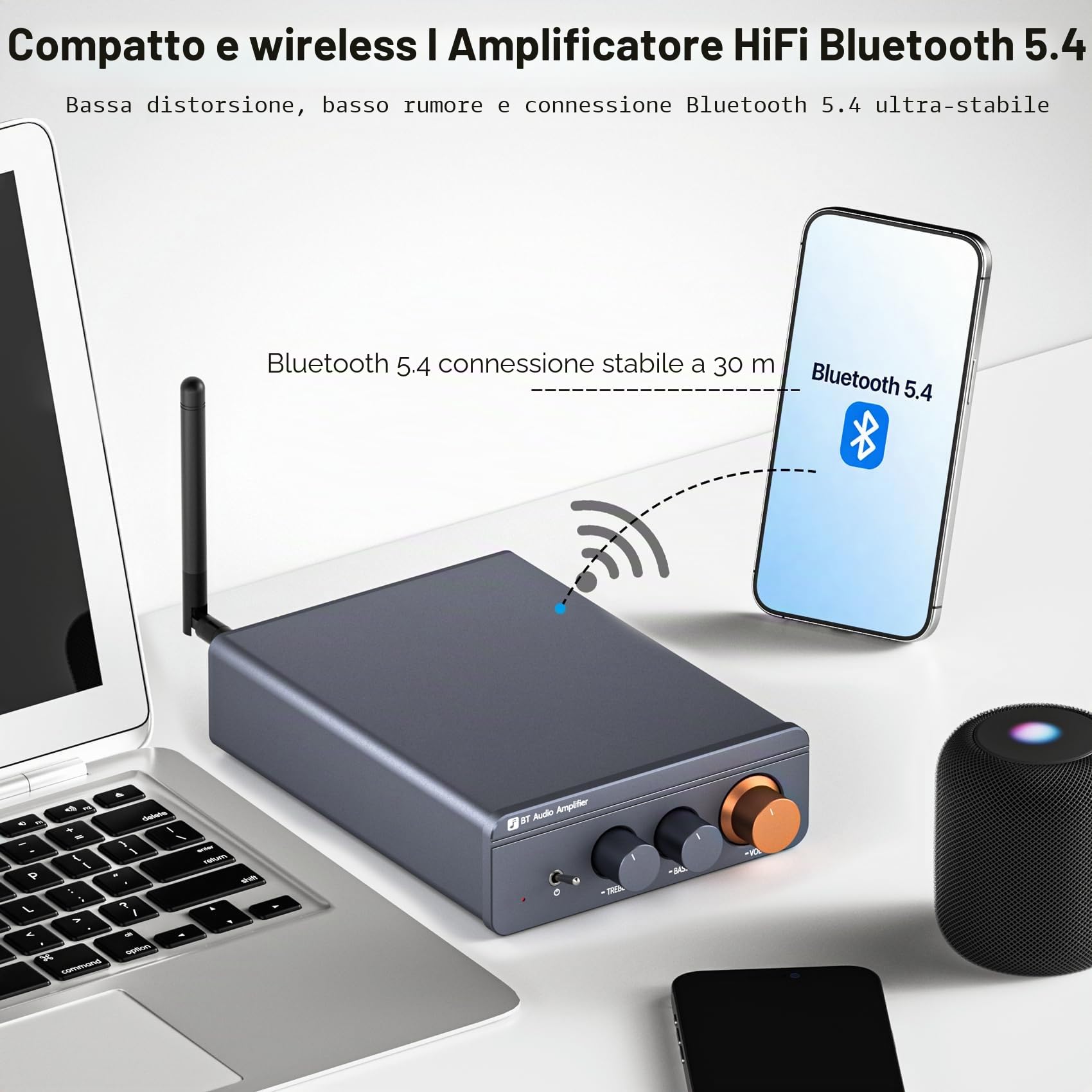 Jancane Audio Amplificatore Bluetooth 5.4, 600W TPA3255 Mini Amplificatore HiFi, Op-Amp Sostituibili, Amplificatore Stereo Casa Integrato Classe D 2.0 Canali per Altoparlanti Passivi da Home Theatre