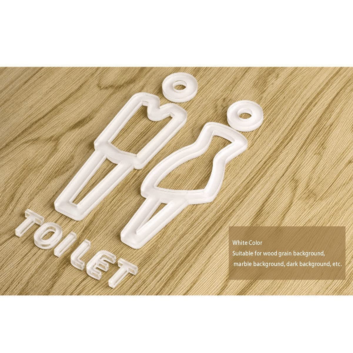 Letrero de acrílico para baño, Conjunto de Figuras Decorativas para Hombre y Mujer, Letrero Moderno para Inodoro, letreros para Puerta de baño (Oro Unisex) (Blanco Unisex)