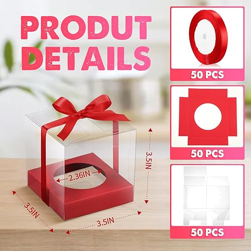 Miniatura 2 de Thenshop 50 cajas transparentes para cupcakes, contenedores individuales de plástico de 3.5 pulgadas, cajas individuales para cupcakes con insertos