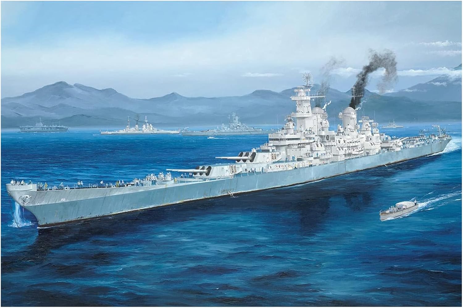 Hobbyboss HBB86516 1:350-USS Missouri BB-63 Scale Model Kit, Molded Color