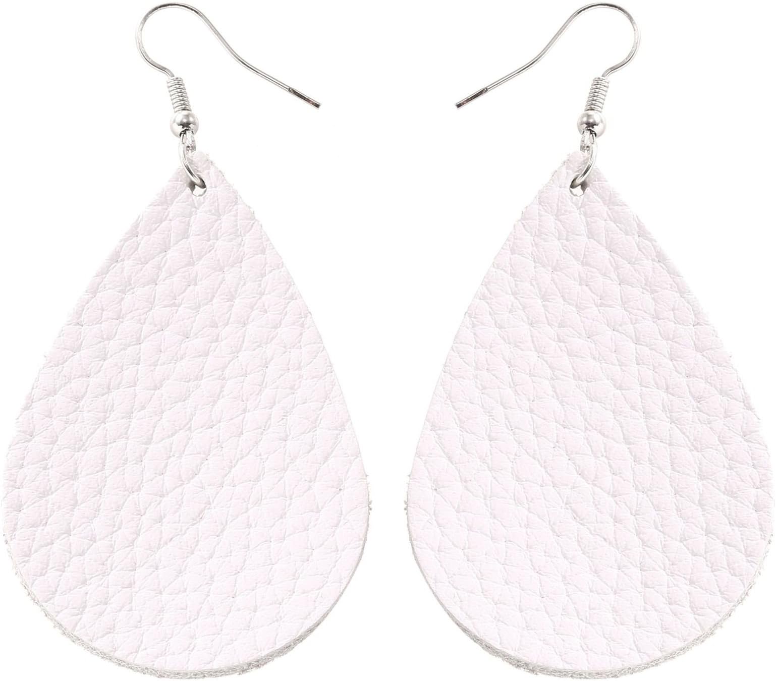 TIDOOJewelry Women Fashion Teardrop Leather Earring (One, 002# White)